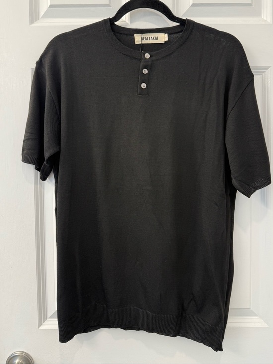 Real Takai Other - Real Takai 3 Button Knit Short Sleeve Black Henley Size Large NWT